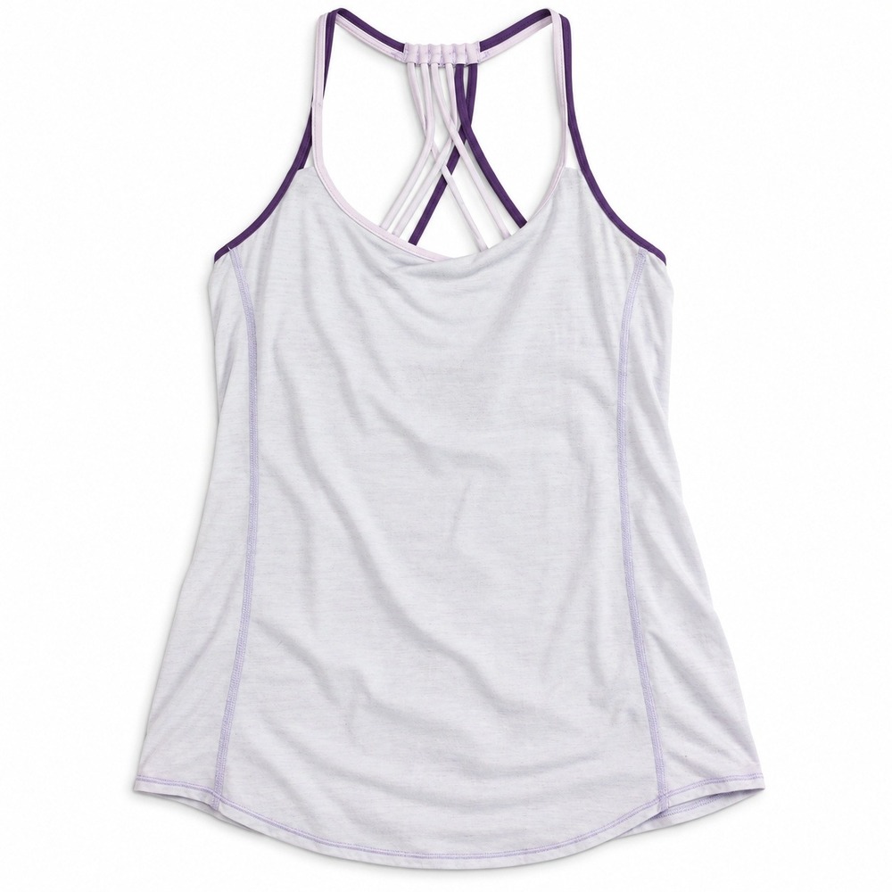 Lululemon Power Y Tank Top‎ Womens Size 6 Built In Bra Lavender Strappy Yoga